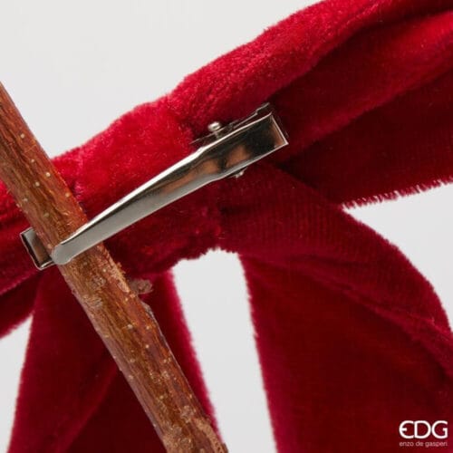Alternative view of EDG nœud en velours bourgogne avec clip H30 x L13 cm