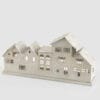 Portacandele in metallo a forma di villaggio natalizio con spazio per 4 candele tealight, effetto innevato e finitura shabby.