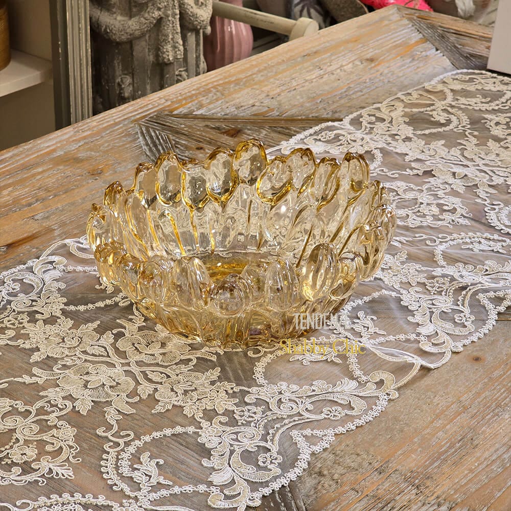 Fiori di Lena Runner Pizzo Rebrodé Dorato 155x45 - immagine 4