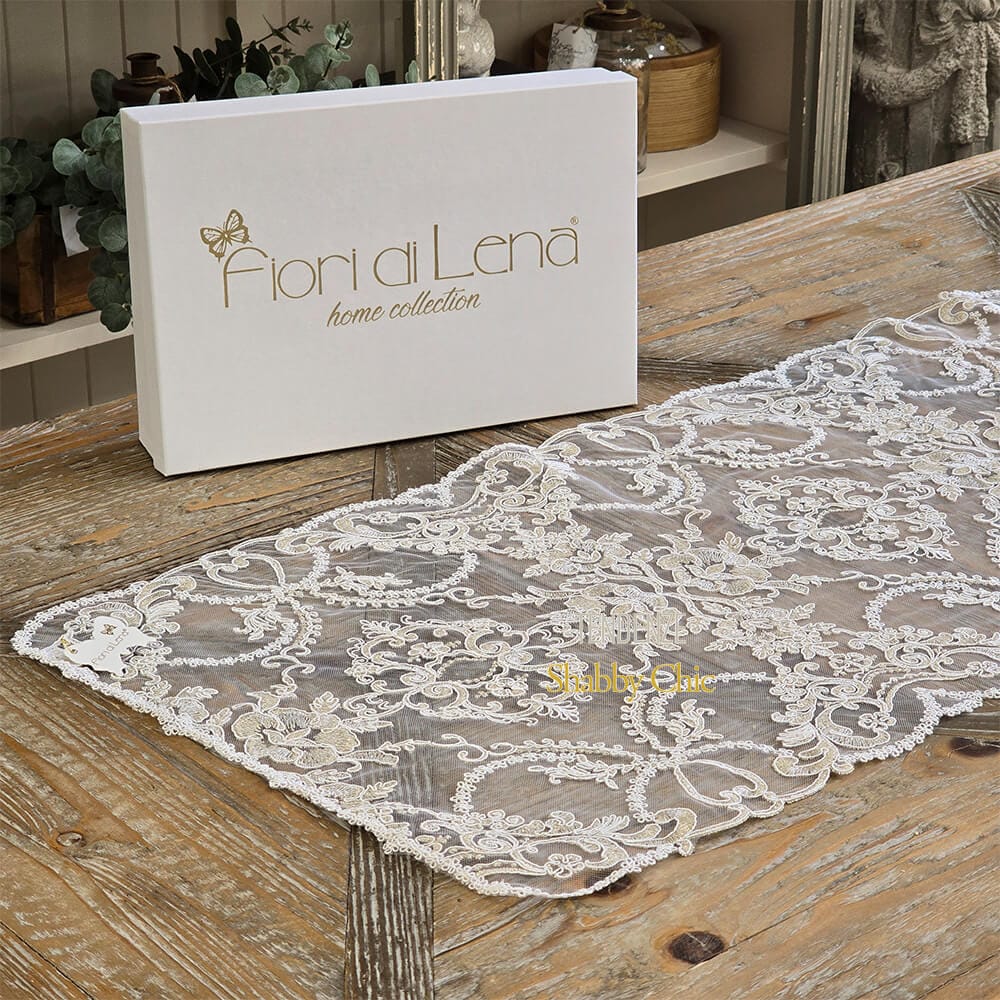 Fiori di Lena Runner Pizzo Rebrodé Dorato 155x45 - immagine 2