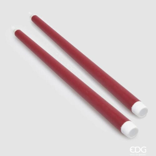 EDG Coppia Candele Rosse LED Touch Stelo H34cm