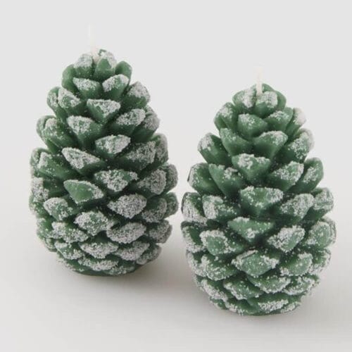 Alternative view of EDG Coppia Candele a forma di Pigna Verde H 9 cm