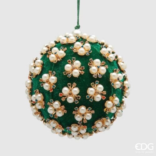 EDG Addobbo Palla Elizabeth verde con Perle 10 cm
