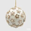 Addobbo natalizio EDG diametro 10 cm, con base bianca effetto velluto e fiori glitterati con perle centrali.