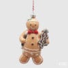 Addobbo natalizio EDG in plastica infrangibile: omino marzapane con papillon rosso e biscotto a forma di albero.