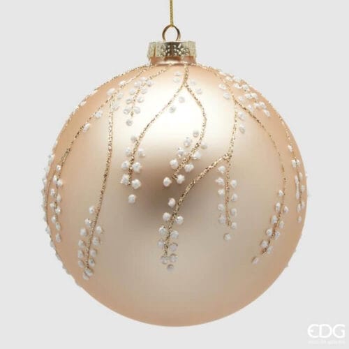 EDG Palla Champagne Vetro Rami Perline D 15 cm