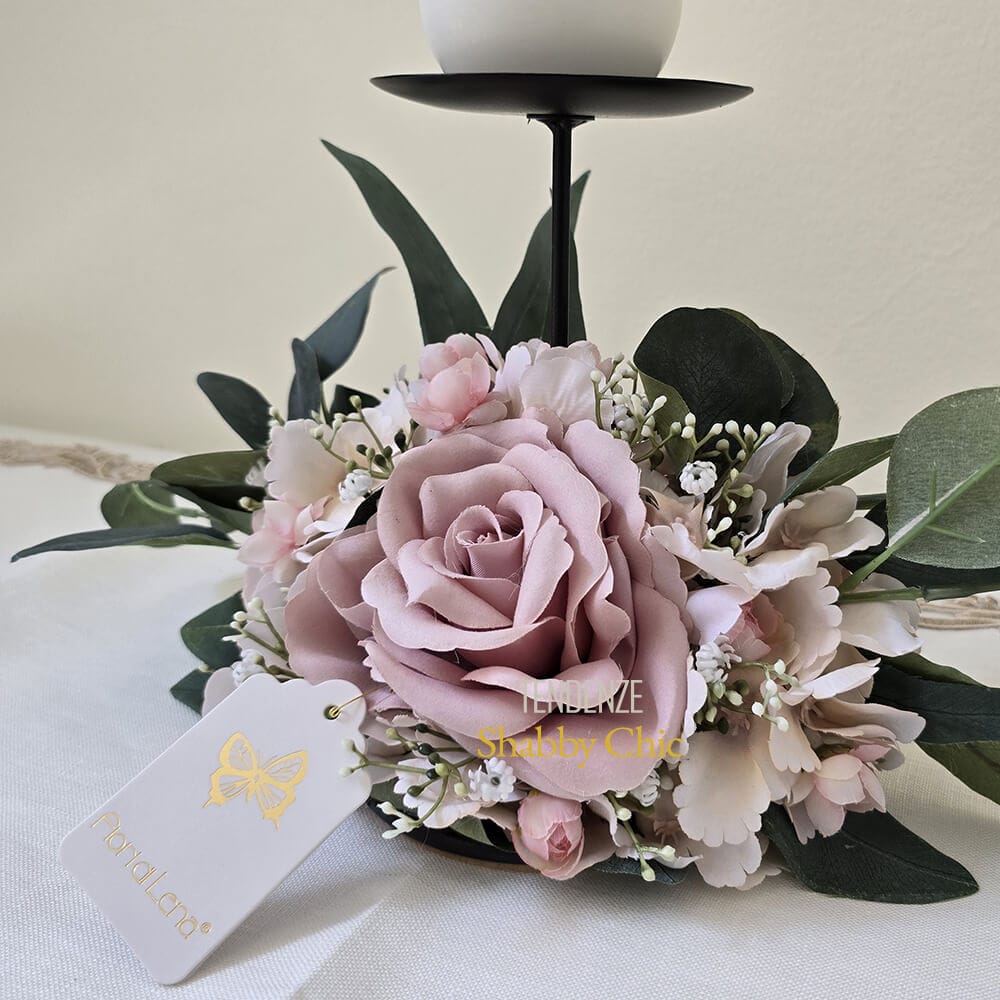 Fiori di Lena Bougeoir avec rose poudrée et hortensia L 29 cm – Image 2