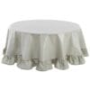 Tovaglia rotonda cerata verde con balza arricciata decorativa, stile romantico Blanc Mariclo.