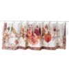 Mantovana decorativa in cotone con stampa autunnale di frutti rossi e fiori su sfondo bianco.
