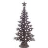 Albero di Natale decorativo in metallo brunito con finitura effetto ruggine e stella sulla punta.