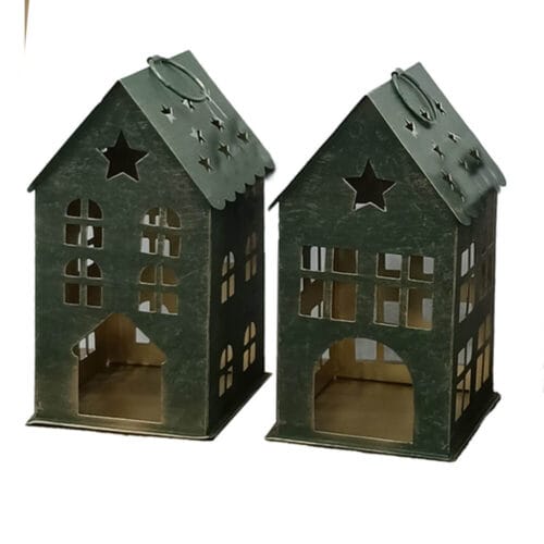 Blanc MariClo’ Coppia Casette Porta Tealight Verde 12x11x21 cm