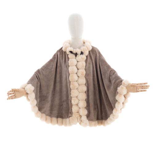 Blanc Mariclo Poncho de terciopelo gris paloma