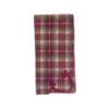 Tovagliolo in fantasia tartan rosso con bordo smerlato ricamato, perfetto per decorazioni festive e rustiche.