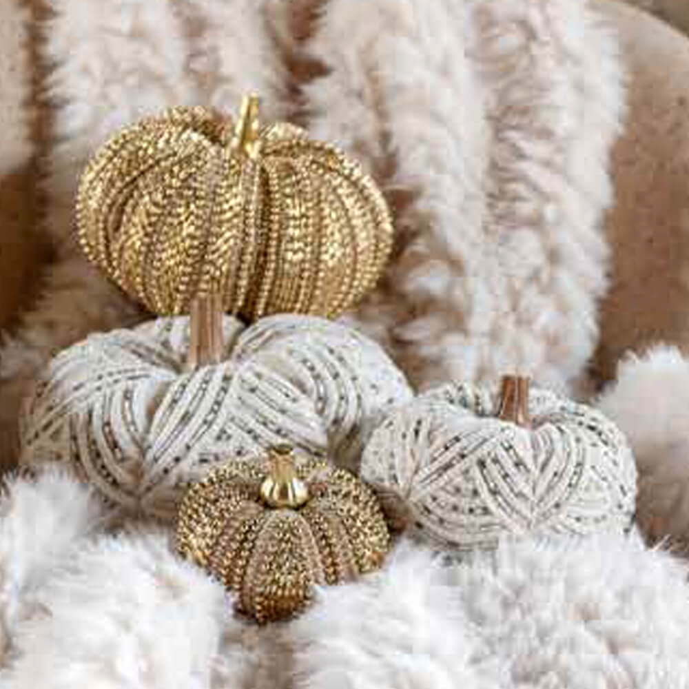 Blanc Mariclò Zucca Decorativa Perline Neutre 24x24x14 cm 3 Blanc Mariclò Zucca Decorativa Perline Neutre 24x24x14 cm - immagine 3