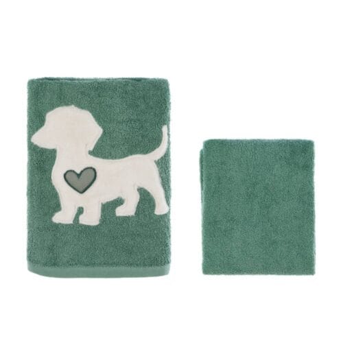 Blanc Mariclo Coppia Spugna 100% Cotone Lovely Pets Cane Verde