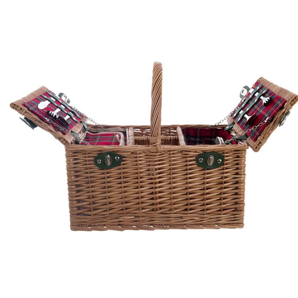 Blanc MariClò Cesta de picnic de ratán 43x29x22 cm 1 Cesta de picnic Blanc MariClò de ratán natural, con interior de tela escocesa roja, asa central y compartimentos interiores con accesorios.