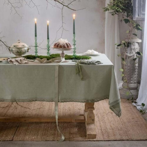 Blanc Mariclo Tovaglia Infinity Verde con Pizzo 150x180 cm