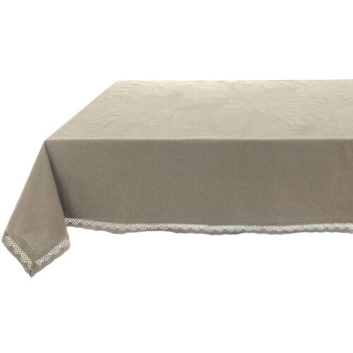 Blanc Mariclo Tovaglia Infinity Beige con Pizzo 150x290 cm