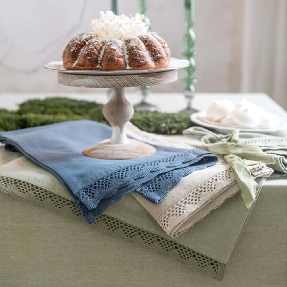Blanc MariClo Serviette de table Infinity Beige avec dentelle 40x40 cm – Image 2