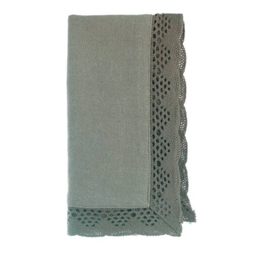 Blanc Mariclo Tovagliolo Infinity Verde con Pizzo 40x40 cm
