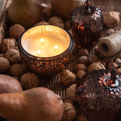 Alternative view of Blanc Mariclò Candela Ghianda Vetro 11x11x13 Valse des Neiges - 2 dimensioni