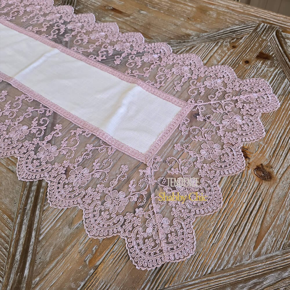 Fiori di Lena Tris Centrini Lino Naturale e Pizzo Rosa - immagine 7