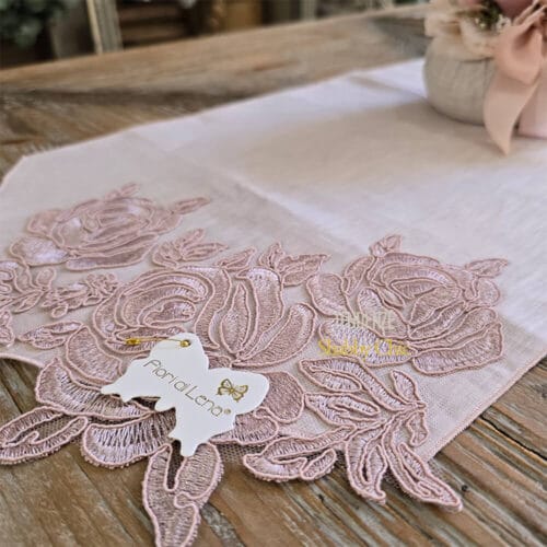 Fiori di Lena Alfombra puntiaguda de encaje rosa 80x32 - Imagen 2
