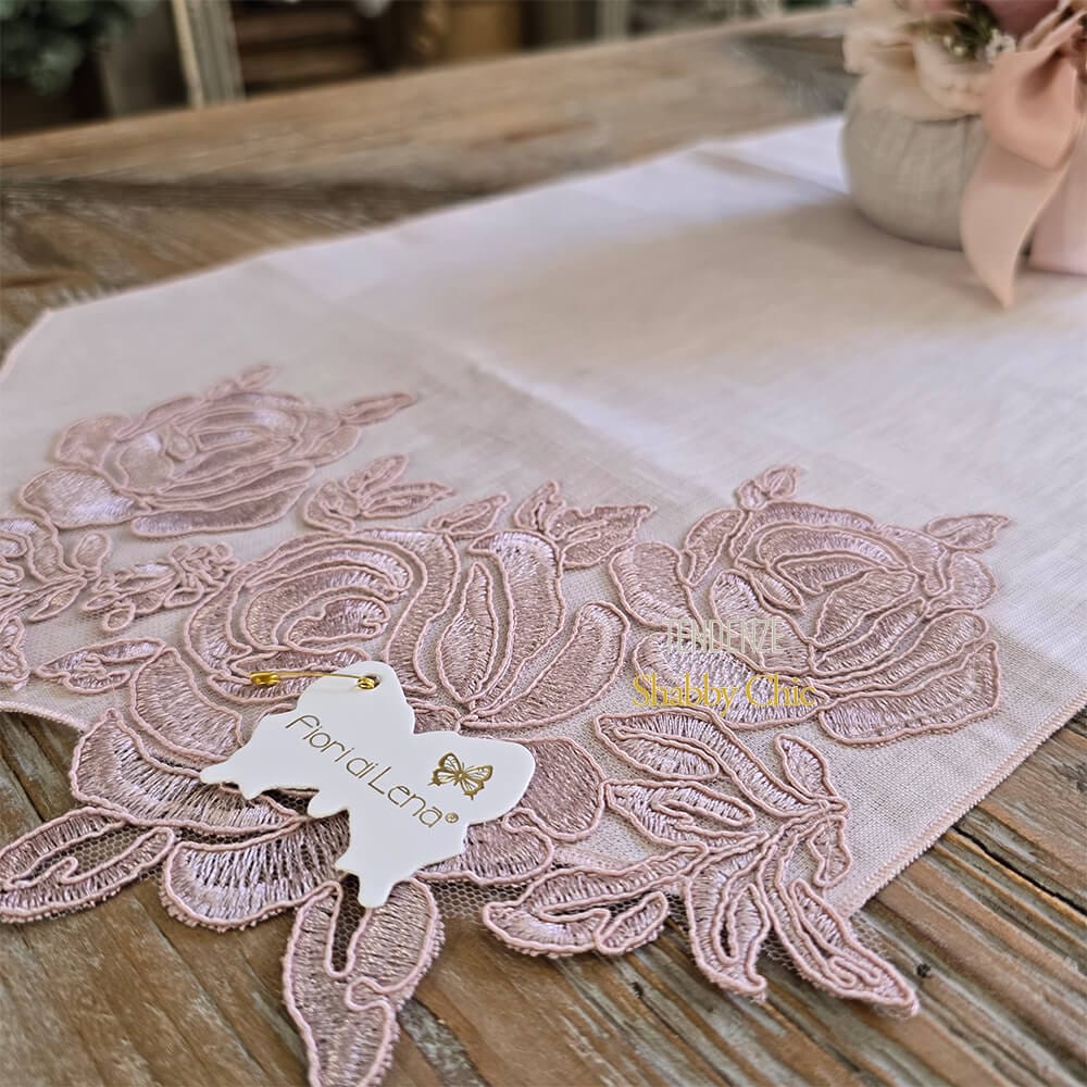 Fiori di Lena Alfombra puntiaguda de encaje rosa 80x32 - Imagen 2