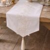 Fiori di Lena Runner Lino Bianco con Nappe e Pizzo 135x35