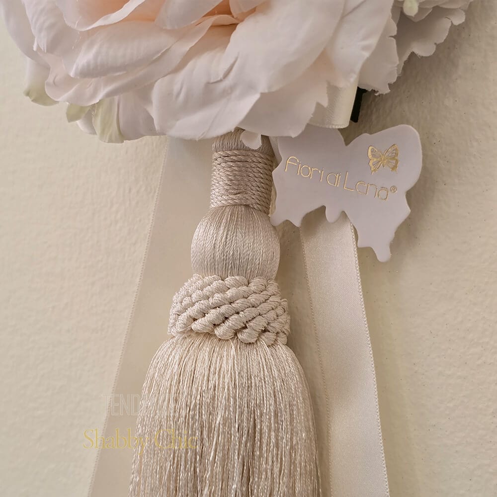 Nappa avec rose ivoire et nœud Fiori di Lena - Senteur Shabby Chic élégance – Image 3