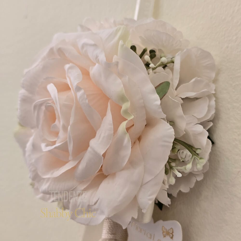 Nappa avec rose ivoire et nœud Fiori di Lena - Senteur Shabby Chic élégance – Image 2