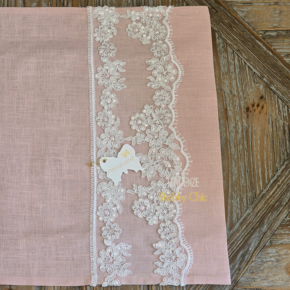 Fiori di Lena Striscia Rosa in Lino con Pizzo 110x35 4 Fiori di Lena Striscia Rosa in Lino con Pizzo 110x35 - immagine 4