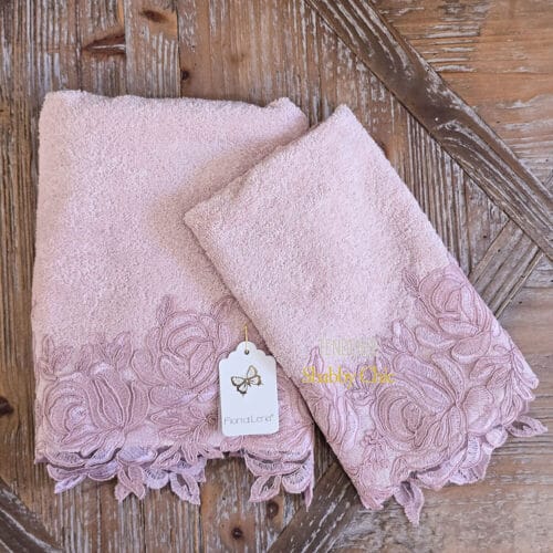 Asciugamani Da Cucina Floreale Rosa - Set Da 2 Strofinacci Decorativi 40x60 Cm - Stile Rustico Shabby Chic Per Bagno E Casa - 3