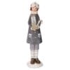 Statua in resina raffigurante bambino in abiti invernali con stella dorata e bastoncino di zucchero, altezza 31,5 cm