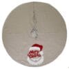 Copribase rotondo beige per albero di Natale con volto di Babbo Natale e scritta Merry Christmas