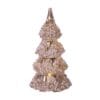 Albero decorativo in vetro con perline dorate e luce LED interna, funzionamento a batteria