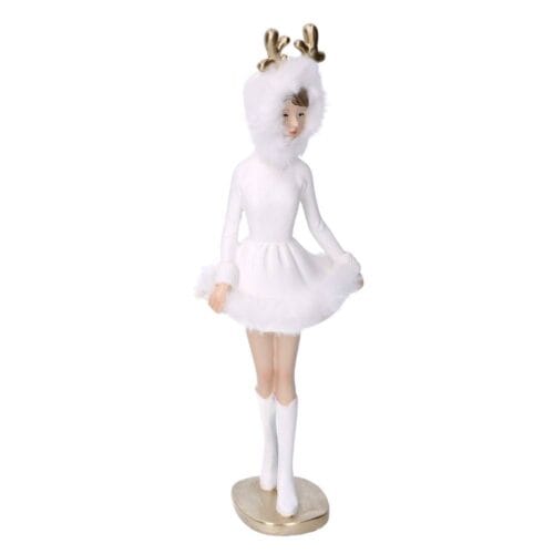 Alternative view of Ballerina bianca con cappuccio e corna dorate H 32,5 cm
