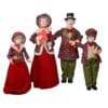 Ensemble de 4 chanteurs de Noël en vêtements en tartan rouge et vert, hauteur 95 cm