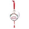 Decorazione natalizia a forma di cuore in vetro con scritta Merry Christmas, dipinta a mano con fiocchetto rosso e nappina