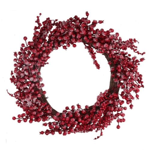 Ghirlanda natalizia con bacche rosse e effetto ghiaccio ø55 cm