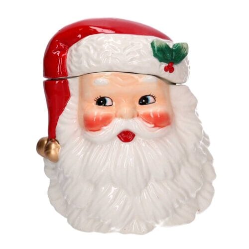 Barattolo in ceramica a forma di Babbo Natale con coperchio rimovibile, cm 16,2x13,8h19
