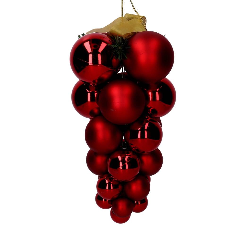 Grappolo di Sfere Rosse Infrangibili – H 35 cm
