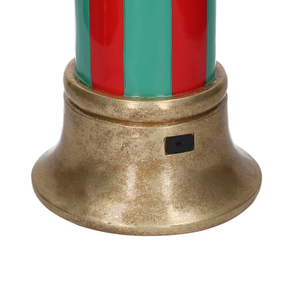Candela righe verde/rosso con LED h 79 cm - immagine 2