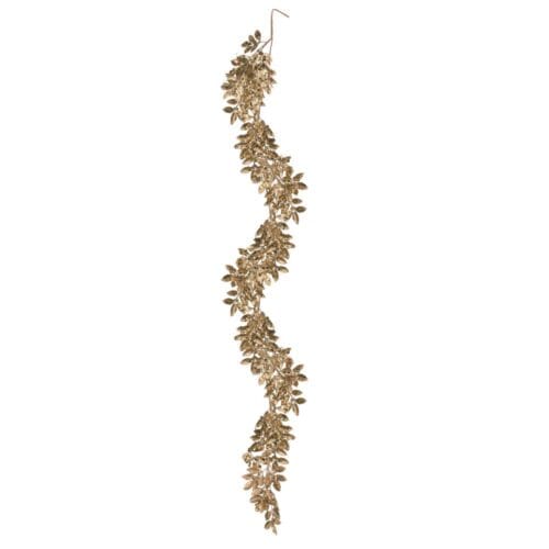 Festone decorativo con foglie dorate glitterate, lunghezza 150 cm