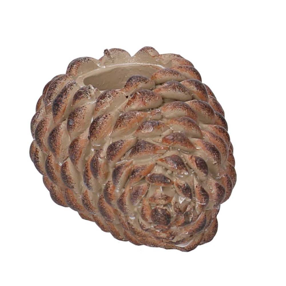 Porta tealight a forma di pigna in resina L 12 cm - immagine 2