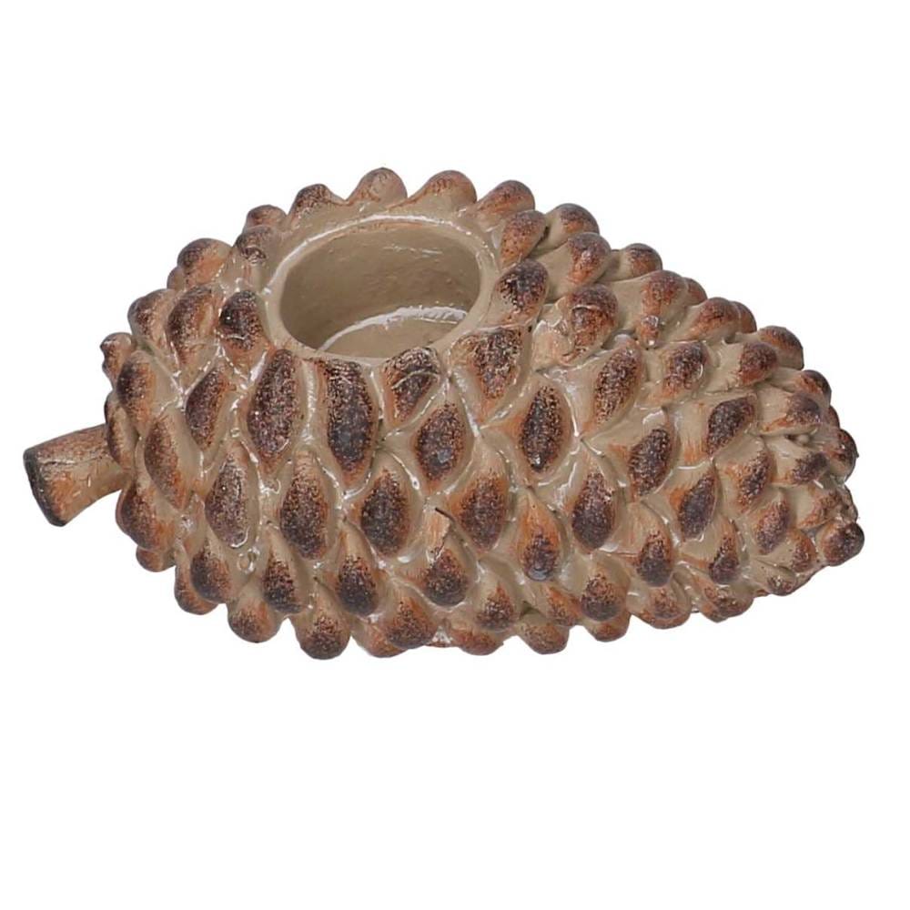 Porta tealight in resina a forma di pigna naturale cm 12x7h6