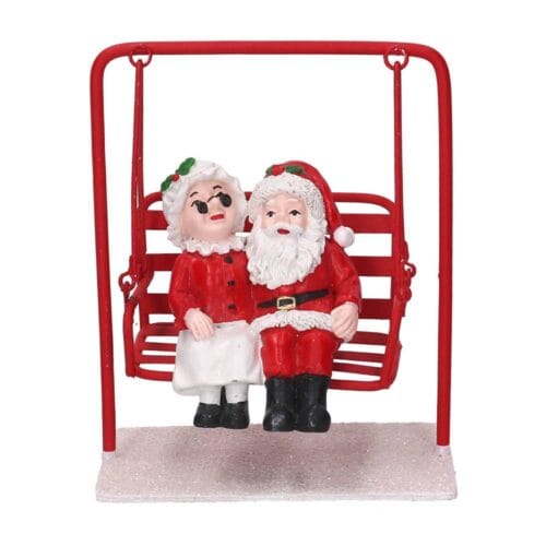 Babbo e Mamma Natale su dondolo H 16 cm - immagine 2