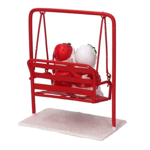 Babbo e Mamma Natale su dondolo H 16 cm - immagine 3