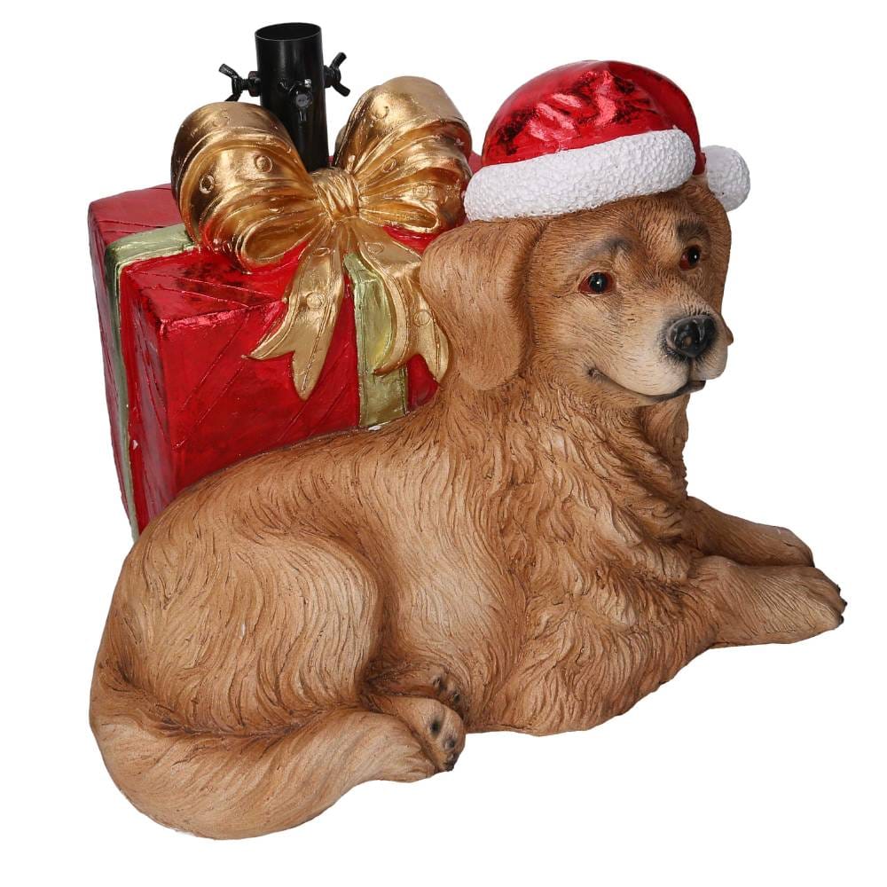 Base de árbol con perro y paquete de regalo H 36 - Imagen 2