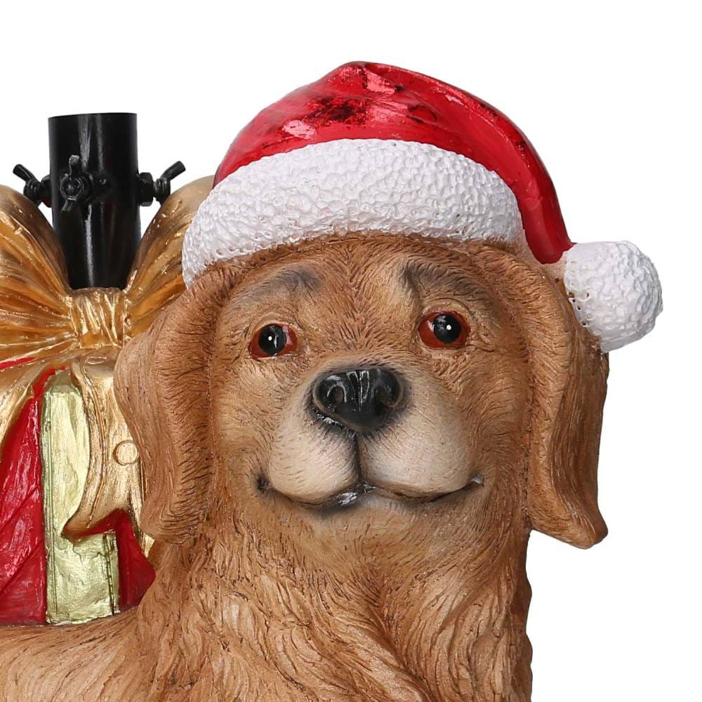 Base de árbol con perro y paquete de regalo H 36 - Imagen 3